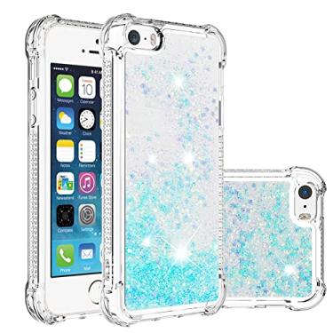 Imagem de COTDINFOR Compatível com iPhone 5 Capa de telefone transparente com glitter líquido fofo flutuante areia movediça à prova de choque capa protetora de silicone TPU macio para iPhone 5 / iPhone 5S