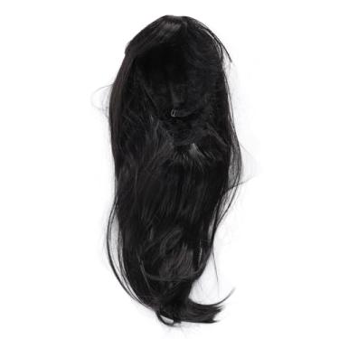 Imagem de Peruca Longa Preta, Moda de Peruca Longa Moderna Com Franja para Mulheres