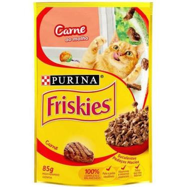 Imagem de Kit com 15 unidades - Ração umida friskies gatos adultos carne ao molh