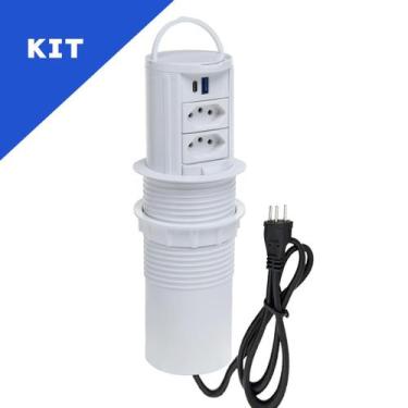 Imagem de Kit Torres De Tomadas Totem Manual Alça 2 Tom 10A 2USB 9.0A - CONNECT 