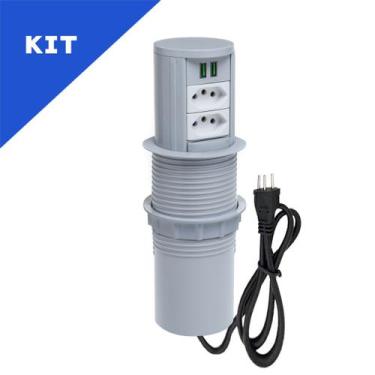 Imagem de Kit 2 Torres De Tomadas Totem Automático 2 Tom 10A 2USB 4.9A - CONNECT