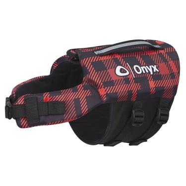 Imagem de ONYX Colete salva-vidas para cães de neoprene, xadrez vermelho, grande
