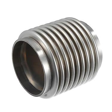 Imagem de VekAuto Tubo flexível de escape de carro, 76 x 100 mm 7.6 cmx10.0 cm tubos de conector flexível de escapamento fole universal para carro durável aço inoxidável prateado