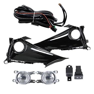 Imagem de labwork 1 par de lâmpadas de neblina de substituição para 2019-2021 Corolla Hatchback lentes transparentes com lâmpadas + interruptor + arnês + kit de bisel para dirigir faróis de neblina lâmpadas lado do motorista e do passageiro