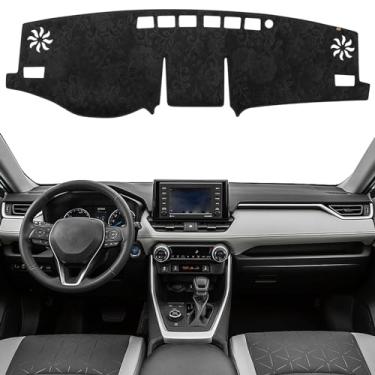 Imagem de KEYOOG Capa de painel para painel de instrumentos adequada para 2024-2019 to-yota RAV4 (sem modelos HUD), tapete antirreflexo, protetor solar antiderrapante (flanela)