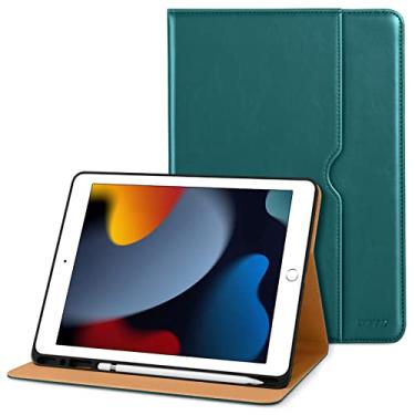 Imagem de DTTO Capa para iPad 9ª/8ª/7ª geração de 10,2 polegadas 2021/2020/2019, capa fólio de couro premium com suporte para Apple Pencil - despertar/hibernar automático e vários ângulos de visualização, verde