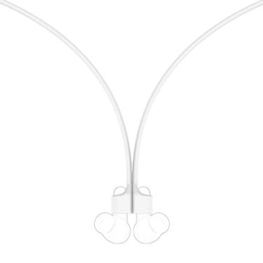 Imagem de Geekria Pacote com 2 pulseiras magnéticas antiperda compatíveis com Soundcore da Anker Liberty 4 Pro, P40i, Liberty 4 NC, cordão de silicone macio, cordão de corda para pescoço (branco)