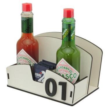 Imagem de 10 Galheteiro Porta Guardanapo Sal Sachê Pimenta Bistrô Mdf Branco - M