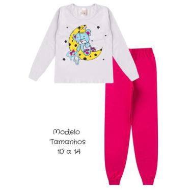 Imagem de Pijama Infantil Menina Inverno em Meia Malha Blusa Manga Longa e Calça