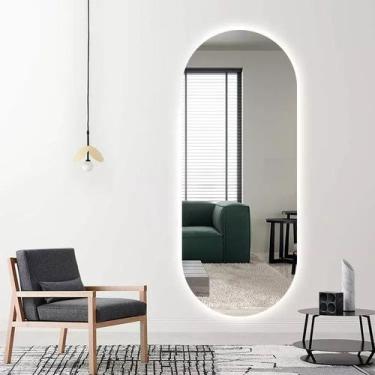 Imagem de Espelho Lapidado Oval Iluminado com led frio - 50x100cm - Woodglass