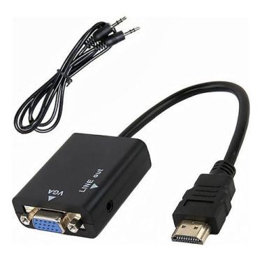 Imagem de Cabo Conversor Adaptador Hdmi Para Vga Com Saída Áudio P2 - Inova