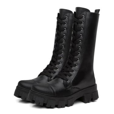Imagem de Bota Coturno Cano Longo Alto de Blogueiras - Myrol Outlet, 35, Preto, 