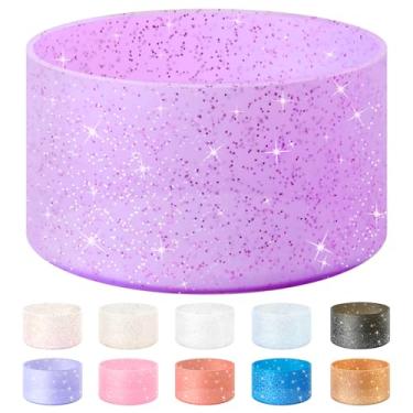 Imagem de Vmini Capa protetora para garrafas, silicone, glitter, compatível com Stanley Tumbler 591 ml–1,18 L, garrafa de água Hydro Flask 355 ml–710 ml, com fundo de 7,1–7,5 cm, base antiderrapante, brilhante