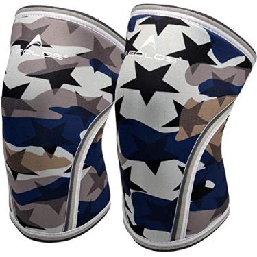 Imagem de Mangas de joelho (1 par), suportes de compressão de 7 mm de espessura oferecem suporte forte para halterofilismo | Cross Training | Powerlifting | Musculação | agachamentos | Academia e outros esportes, No1.star Camo, Medium (Pack of 1)