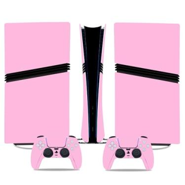 Imagem de Capa de console para PS5 Pro, Skin Wrap para edição digital, capa adesiva protetora para controle PS5 Pro decalque (rosa)