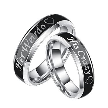 Imagem de Incríveis anéis de humor de aço inoxidável mudança emocional de temperatura de cor sentindo sua loucura Her Weirdo anel para mulheres e homens, Aço inoxidável