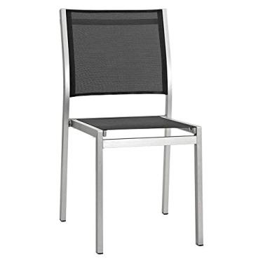 Imagem de Modway Conjunto de 2 cadeiras laterais de alumínio Shore Outdoor Patio em prata preta