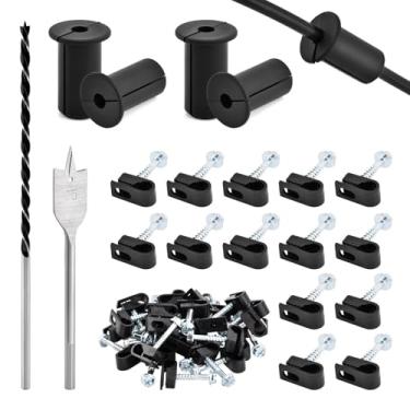Imagem de Kit de roteamento de cabos Starlink para orifício de parede de 1,9 cm, kit de instalação Starlink, 4 peças de acessórios de ilhós de parede Starlink com 30 clipes de arame de parede, broca de pá de