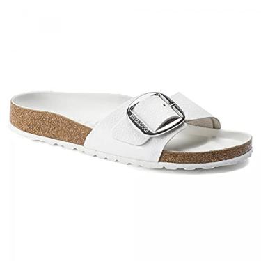Imagem de Birkenstock Sandálias femininas Madrid com fivela grande, branca, EU 40 (EUA 9-9,5)