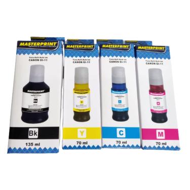 Imagem de Kit 4 Refil de Tinta Canon GI11 GI-11 Compatível para Impressoras G2160 G3160 G-2160 G-3160