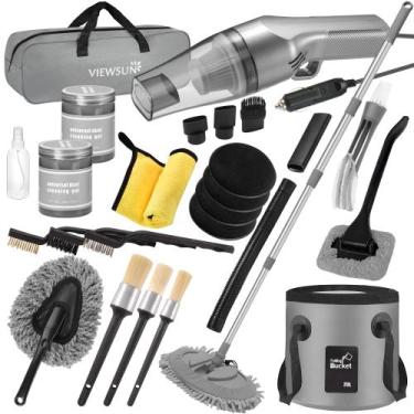 Imagem de Kit de Limpeza de Carro Viewsun 21 Peças - com Aspirador e Esfregão Po