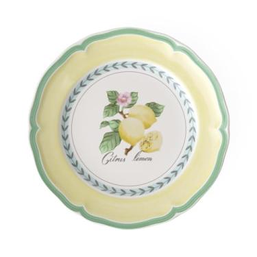 Imagem de Villeroy & Boch Prato de salada de limão French Garden Valance Premium Vitrificado Porcelana - Feito na Alemanha - Seguro para lava-louças e micro-ondas - 21 cm - Vendido individualmente
