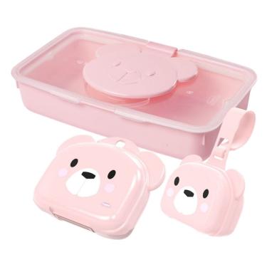 Imagem de Kit porta lenço umedecido, porta chupetas e saboneteira ursa Plasutil