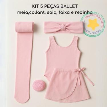 Imagem de Kit Meia Calça Fina + Body Collant+ Saia+ Faixa e Rede de Ballet para 