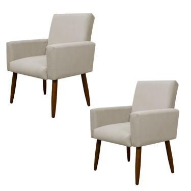 Imagem de Kit 2 Poltronas Decorativa Sala E Quarto Nina Suede Herrero Cor:bege