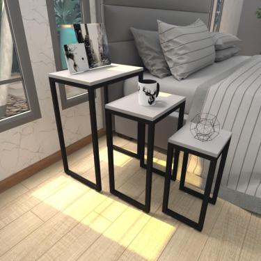 Imagem de Mesa De Cabeceira Industrial Cinza Mdf Canto Quarto Mesas De Cabeceira Mesinha Cabeçeira Cabiceira