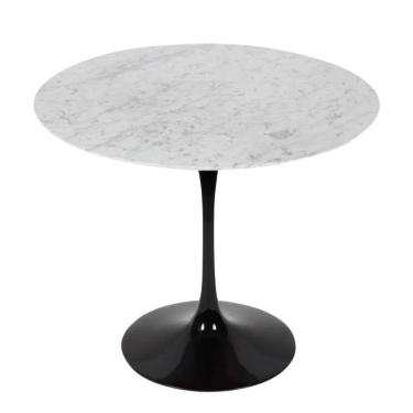 Imagem de Mesa De Jantar Tulipa Saarinen Redonda 130 Cm Mármore Carrara Base Branca