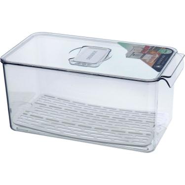 Imagem de Caixa Organizadora Para Geladeira Com Tampa Acrilico 14x16x31cm