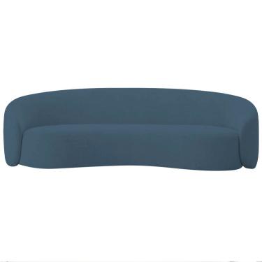 Imagem de Kit Sofá 3 Lugares 180cm E 2 Poltronas Orgânica Luxo Recepção Amore Linho Azul Royal