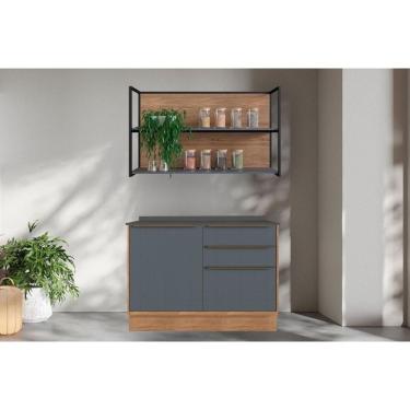 Imagem de Kit Cozinha Modulada 3 Peças Versalis 1 Nicho + 1 Balcão + 1 Complemento C3p195 Freijó Grafite Herval