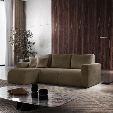 Imagem de Sofá Living 70cm + 70cm Com Chaise Esquerdo Meu Sofá Online B016 Veludo Marrom
