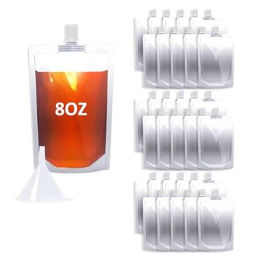 Imagem de Cloudslucky Sacos de bebida de 227 g, 30 peças, bolsas reutilizáveis com funil para beber suco líquido de bebida, frascos de plástico para viagem, acampamento, eventos esportivos ao ar livre, grau