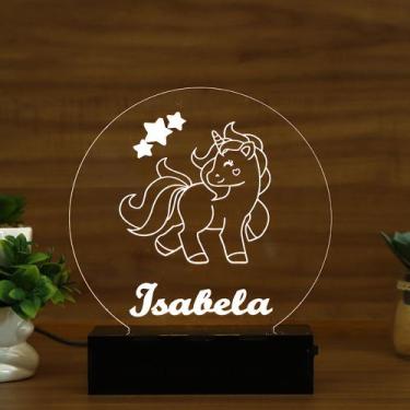 Imagem de Luminária Abajur Unicórnio com Estrelas LED Branco - Bold