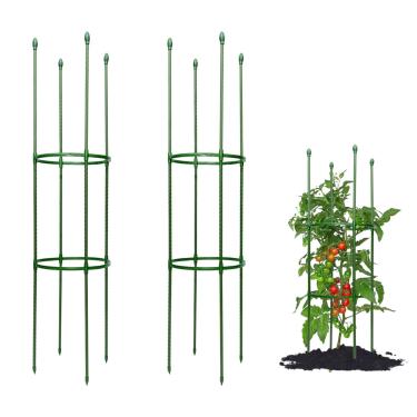 Imagem de Gaiolas de tomate para jardim Treliça ajustável de suporte de plantas de 127 cm para tomates, pepinos, feijões | Aço resistente com revestimento à prova de ferrugem | Estacas de jardim para vasos e