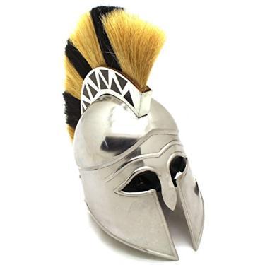 Imagem de Medieval Warrior Capacete Corinthian com aço dourado e preto, calibre 18 para adultos (dourado e preto)