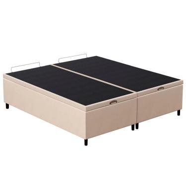 Imagem de Base Cama Box Baú Casal Queen 158cm Hit Z04 Suede Bege - Mpozenato