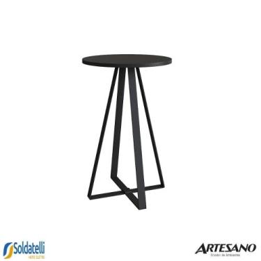 Imagem de Mesa lateral redonda industrial 40 cm 27939 em aço carbono várias core