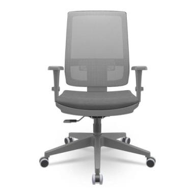 Imagem de Cadeira Brizza Diretor Grafite Tela Cinza Assento Poliester Cinza Base