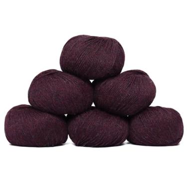 Imagem de Conjunto de 6 novelos de lã de alpaca 100% bebê (300 gramas) Peso DK - Celestial macio e perfeito para tricô e crochê (ameixa, DK - 6 novelos)