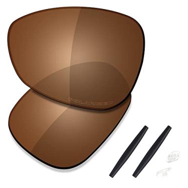 Imagem de SAUCER Lentes de reposição premium e kits de borracha para óculos de sol Oakley Crosshair 1.0 (2005) de alta definição - marrom âmbar polarizado