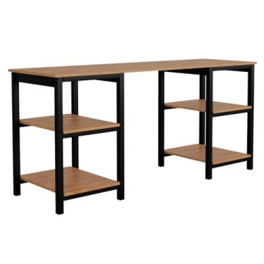 Imagem de Home Office Escrivaninha Mesa de Estudo Sem Prateleira 1,70 Metros Computador Innovare Escritório Quarto (Canela com Preto)