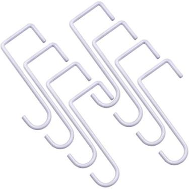 Imagem de HiGift Pacote com 8 ganchos de cerca Vinly, cabides de pátio de 5 x 15 cm, cabides de cerca de aço revestido com pó branco para pendurar plantas, plantas, plantadores, alimentadores de pássaros, luzes, ferramentas de piscina