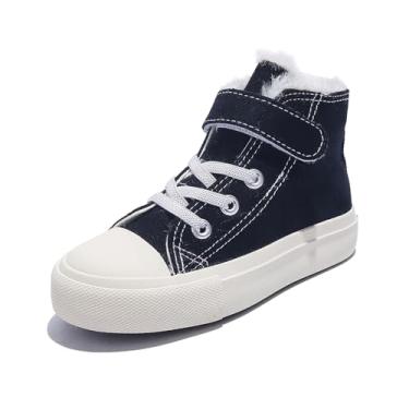 Imagem de Outono e inverno com lã grossa para meninos e meninas, sapatos de algodão quente, sapatos de algodão para esportes de neve de cano alto, botas casuais simples e versáteis, tênis de neve para crianças