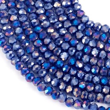 Imagem de Sparkeads 1520 peças de contas de vidro facetado fios 3 x 2,5 mm barril azul Rondelle contas 0,6 mm furo contas de cristal espaçador solto para fazer joias, pulseira, brincos, pingentes, chaveiro