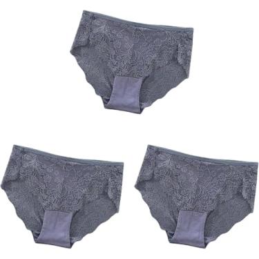 Imagem de Roupa Interior Feminina 3 Pcs Plus Size Lace Lingerie Calcinha Cintura Alta Mulheres Roupa Interior Floral Lingerie Macia Cuecas Femininas, S30-3lanse 3pcs, M 55-65kg