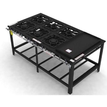 Imagem de Fogão Industrial Gastromaq 6 Bocas Mistas com Chapa Linha Encosto FG40